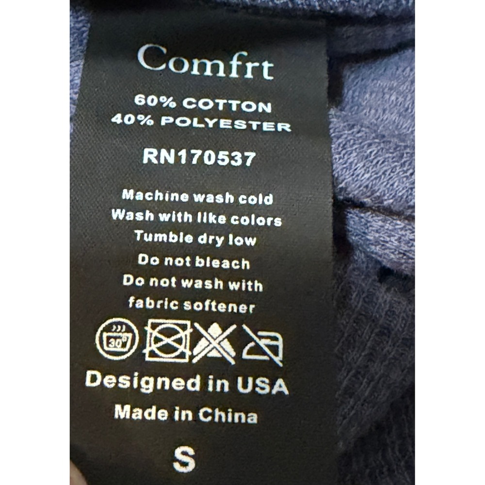 Comfrt Waffle Knit Lounge Set Shirt & Wide Leg Pants Blue Grey Mismatched Size - Picture 12 of 16